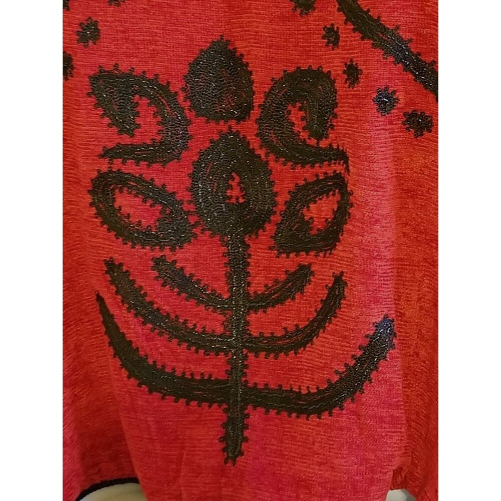 Allure Vintage Embellished Button Cardigan Womens 1X Red Velour Barrel Buttons - Picture 4 of 16